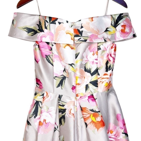 ELIZA J NWT Floral Off the Shoulder Mikado Dress Size 4 in Multi Floral Print - Picture 10 of 16